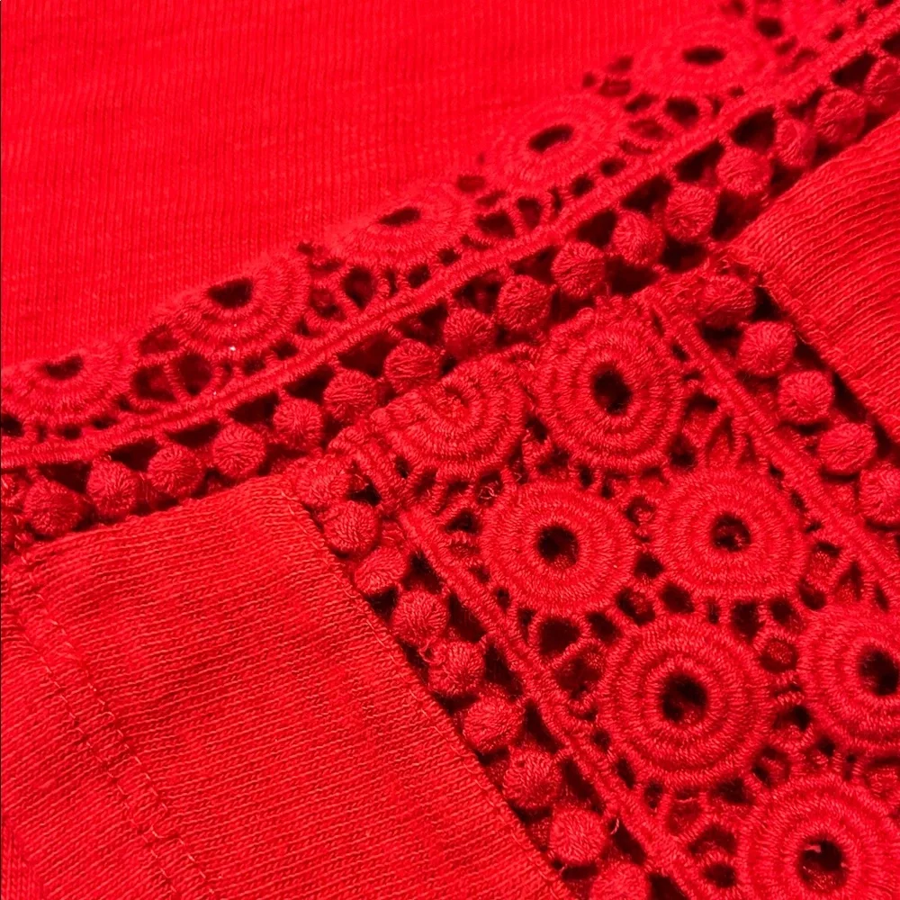 Charter Club Women's Red Crochet Sleeve Top